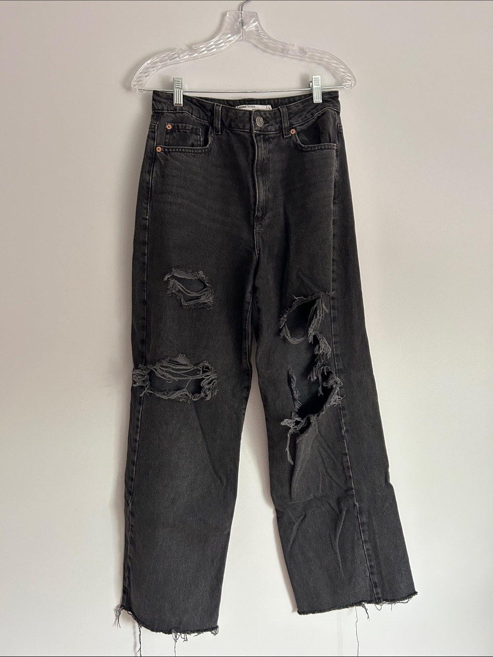Garage Women's Black Distressed Boyfriend Jeans